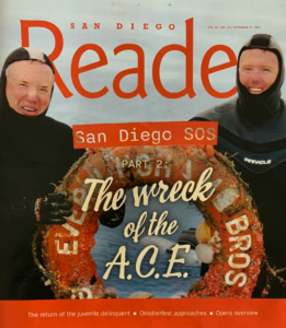 San Diego Reader article about the wreck of the A.C.E. fishing boat.